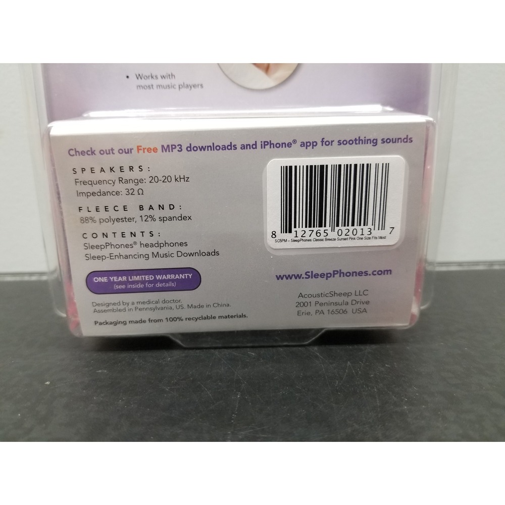 SleepPhones Classic Breeze Headphones Medium Pink Wired ~ Brand New Sealed - Picture 6 of 8